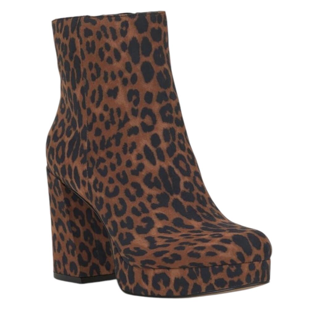 Jessica Simpson Womens Rexura Leopard Print Ankle Booties Brown Black Size 5 1/2